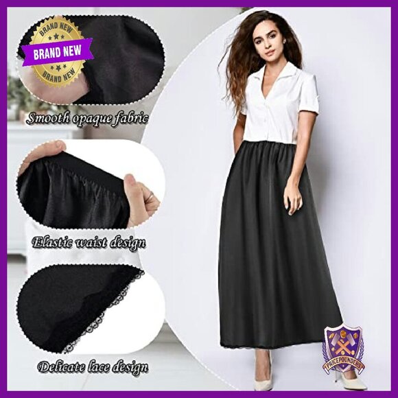 Satin Half Slip with Lace Trim for Under Dresses, Multiple Sizes Available - Picture 4 of 8